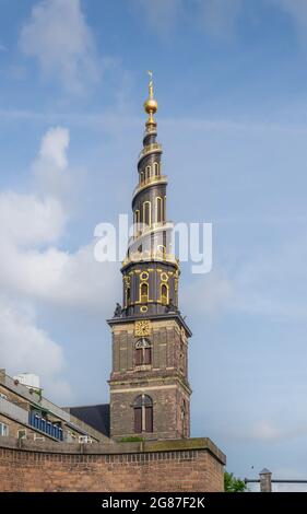 Church of Our Saviour (Vor Frelsers Kirke) spire - Copenhagen, Denmark Stock Photo