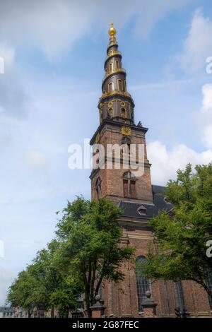 Church of Our Saviour (Vor Frelsers Kirke) spire - Copenhagen, Denmark Stock Photo