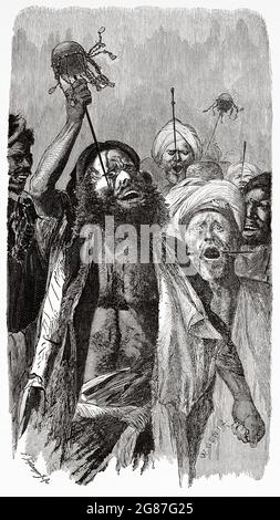 An Egyptian Dervish in the 19th century at Cairo, Ancient Egypt, North Africa. Old 19th century engraved illustration from El Mundo Ilustrado 1880 Stock Photo