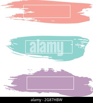 Three colored paint strokes with frame and place for text - Vector illustration Stock Vector