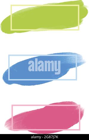 Three colored paint strokes with frame and place for text - Vector illustration Stock Vector