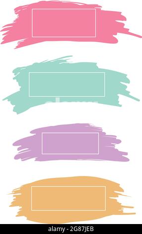 Three colored paint strokes with frame and place for text - Vector illustration Stock Vector