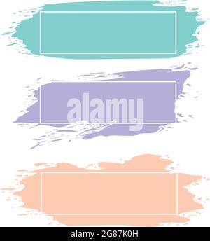 Three colored paint strokes with frame and place for text - Vector illustration Stock Vector