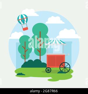 food cart in amusement park Stock Vector