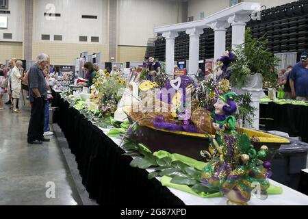 Houma, USA. 17th July, 2021. People visit the annual Bayou Home Show and Cannata's Festival of Food in Houma, Louisiana, the United States, on July 17, 2021. The home show and festival of food is held on Saturday and Sunday in Houma, showcasing the latest products and services in kitchens, bathrooms, siding and solar products. Credit: Lan Wei/Xinhua/Alamy Live News Stock Photo