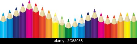 Colored Pencil Border Pencils lined up Stock Vector