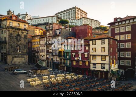 Douro riverside quarter, known as the Ribeira, in Porto, portugal Stock Photo