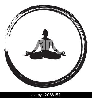 Zen Meditation Circle Black Enso Ink Brush Illustration Vector Stock Vector