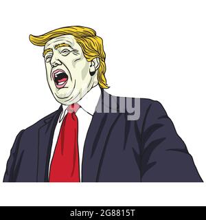 Donald Trump Shouting. Vector Portrait Cartoon Caricature Illustration Stock Vector