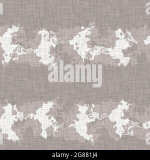 Seamless french neutral greige mottled farmhouse linen effect background. Provence grey white rustic washed out woven pattern texture. Shabby chic Stock Photo