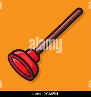 red cup plumber rubber bathroom tool isolated vector illustration in flat style Stock Vector