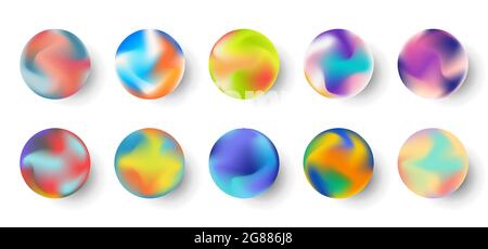 Set of gradient colorful sphere fluid shape elements isolated on white background. Vector illustration Stock Vector