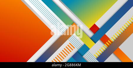 Abstract headline banner template geometric and stripes pattern bright color on white background. Vector illustration Stock Vector