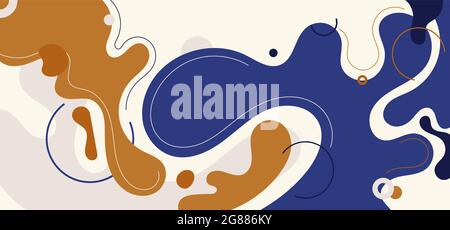 Abstract trendy organic shape composition amorphous forms and lines with circles elements on white background. Vector illustration Stock Vector