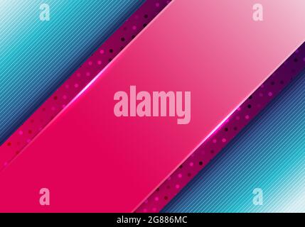 Abstract business presentation template pink diagonal stripes with polka dot pattern on blue background. Vector illustration Stock Vector