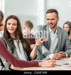 working group is working on a new project Stock Photo