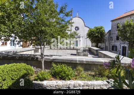 The historic old town of Osor on Cres Island, the Adriatic Sea, Croatia Stock Photo