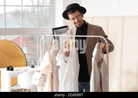 Male stylist working in studio Stock Photo