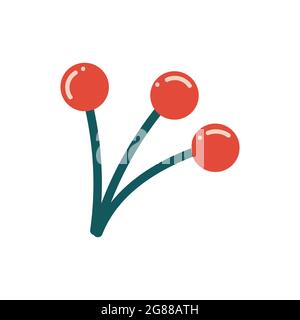 branch with three red berries nature icon Stock Vector