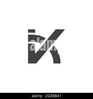 letter vk linked arrow simple geometric line logo vector Stock Vector