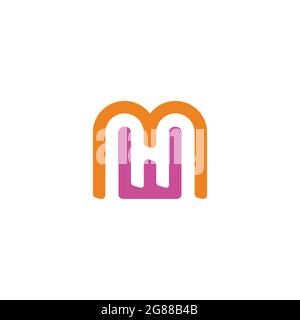 letter wm simple linear colorful geometric logo vector Stock Vector