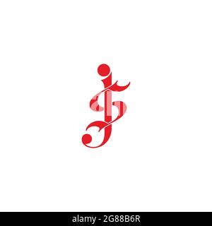 letter js simple linked curves 3d flat logo vector Stock Vector