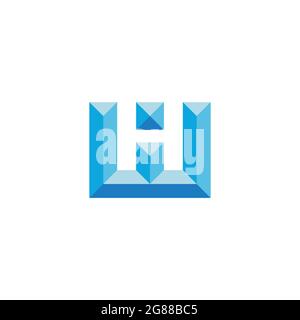 letter hw blue diamond 3d gradient logo vector Stock Vector