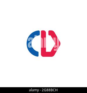 letter cv simple geometric colorful line logo vector Stock Vector