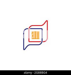 letter pd linked thin line colorful geometric logo vector Stock Vector