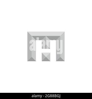 letter mh 3d gradient negative space logo vector Stock Vector