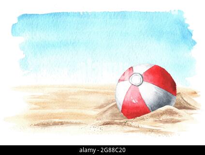 Pool fun concept with an inflatable plastic beach ball floating in cool ...