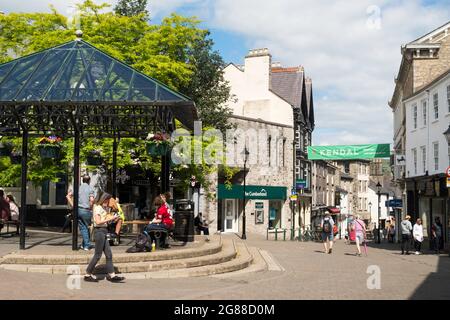 People in Kendal market square, Cumbria, England, UK Stock Photo