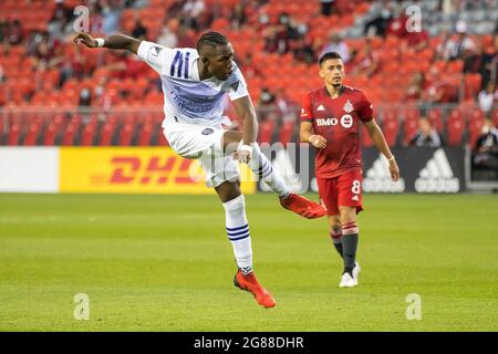 Toronto, Canada. 17th July, 2021. Andres Perea (21) in action during the MLS game between between Toronto FC and Orlando City SC at BMO Field. (Final score; Toronto FC 1-1 Orlando City SC). (Photo by Angel Marchini/SOPA Images/Sipa USA) Credit: Sipa USA/Alamy Live News Stock Photo