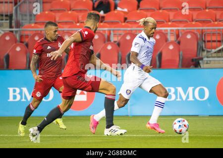 Toronto, Canada. 17th July, 2021. Luis Carlos Almeida da Cunha also known as Nani (17) in action during the MLS game between between Toronto FC and Orlando City SC at BMO Field. (Final score; Toronto FC 1-1 Orlando City SC). (Photo by Angel Marchini/SOPA Images/Sipa USA) Credit: Sipa USA/Alamy Live News Stock Photo