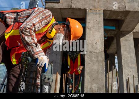worker in the construction site Stock Photo