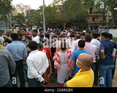 Utter pardesh , india - peoples crowd during corona lockdown , A picture of peoples crowd during corona lockdown in noida 15 march 2021 Stock Photo