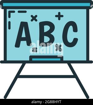 School blackboard icon, educational institution process, back to school outline flat vector illustration, isolated on white. Concept supplies symbol, Stock Vector