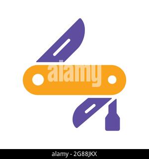 Jackknife vector glyph icon. Camping and Hiking sign. Graph symbol for travel and tourism web site and apps design, logo, app, UI Stock Vector