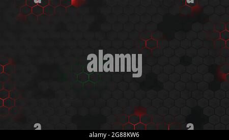Dark hexagon and red and green light Stock Vector