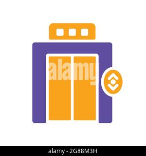 Elevator, lift flat vector glyph icon. Graph symbol for travel and tourism web site and apps design, logo, app, UI Stock Vector