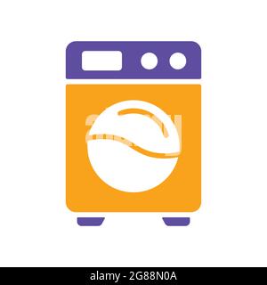 Washing machine flat vector glyph icon. Graph symbol for household electric web site and apps design, logo, app, UI Stock Vector