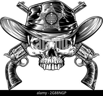 Skull and Crossed Pistols Sheriff Stock Vector