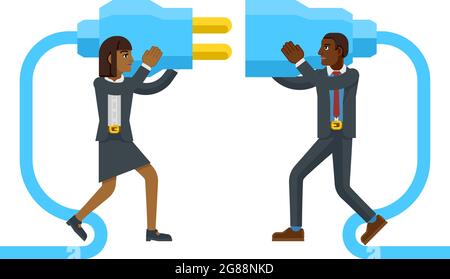 Connecting Plug Fitting Together Business Concept Stock Vector