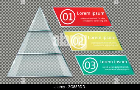 Vector infographic design template transparent glass pyramid Stock Vector