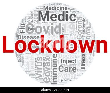 Lockdown word cloud concept on white background, 3d rendering Stock Photo