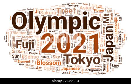 Olympic 2021 word cloud concept on white background, 3d rendering Stock Photo