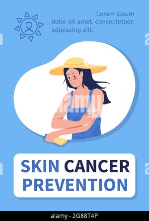 Skin cancer prevention poster flat vector template Stock Vector