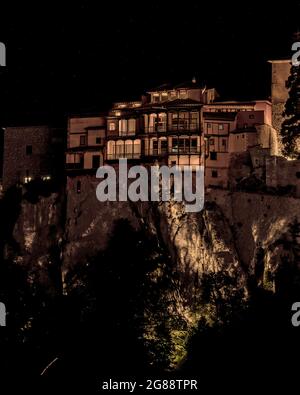 Casa Colgada or Hanging Houses, now housing the Museum of Spanish Abstract Art, in la hoz del rio Huecar, Cuenca city, la Mancha Spain Stock Photo