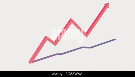 3d gray graph with red arrow. 3d rendering Stock Photo - Alamy