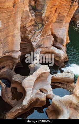 Bourke's Luck Potholes, eroded sandstone formations at Blyde River Canyon, Mpumalanga, South Africa Stock Photo